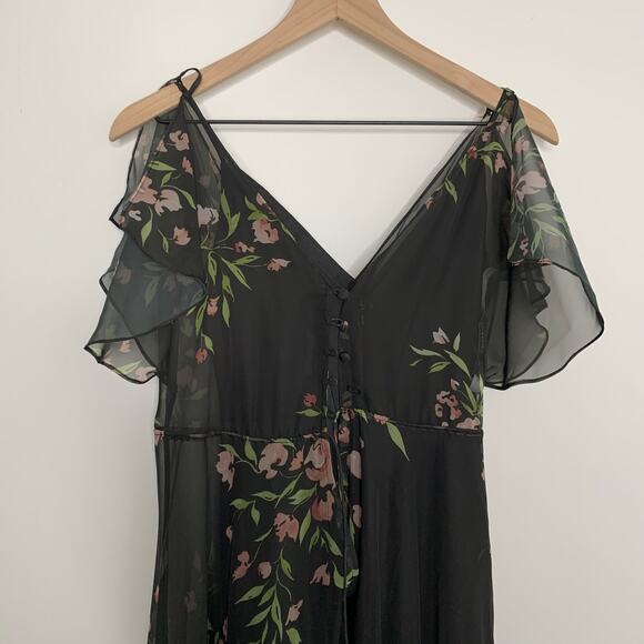 Jenny Yoo Cassie Flutter Sleeve Surplice Eden Gown Maxi Dress Womens Size 0 - Picture 16 of 16